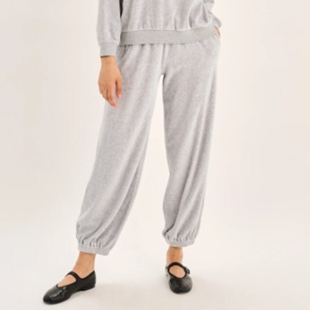 Suzie Kondi Women's Gray Heather Velour Paxos Pocket Pants Size M